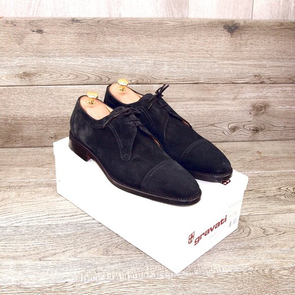 * NIB * $695 Wilkes Bashford GRAVATI 9.5 M Suede Derby 17381 * add $15 Trees main image 3